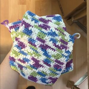 2 Handcrafted Multicolor Crochet Dishtowels